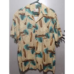 Wooden Turtle Canoe Hawaiian Shirt Mens Large